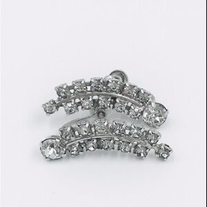 Vintage 1960s Rhinestone Curved Earring
